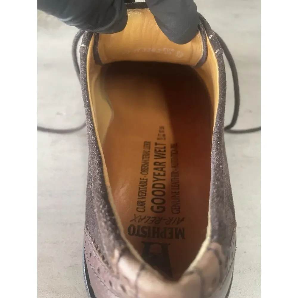 Mephisto Paolino Wingtip Oxford Brown Leather Suede Men's US 10 Goodyear Welt